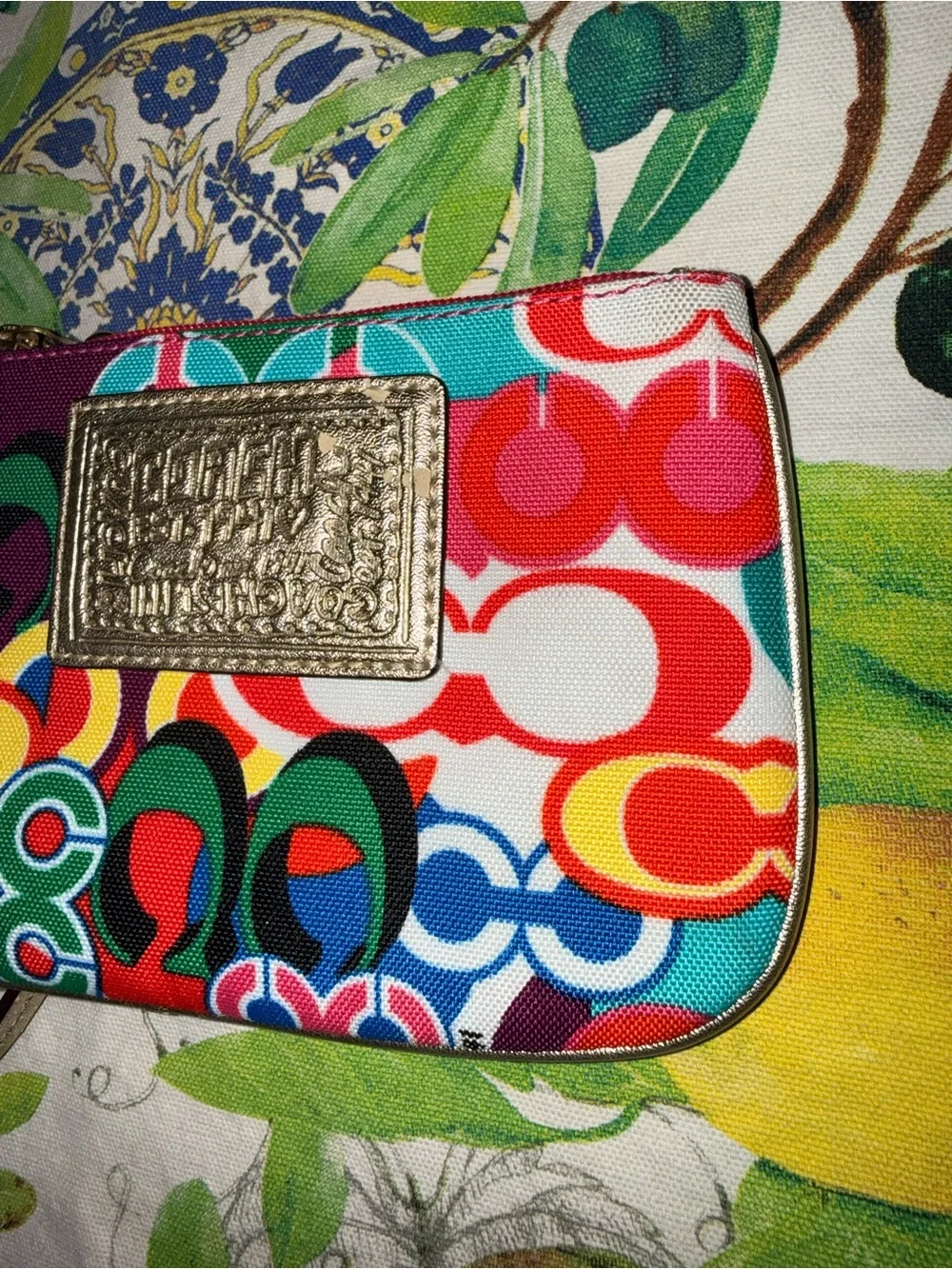 Coach Multicolor Graphic Signature Wristlet